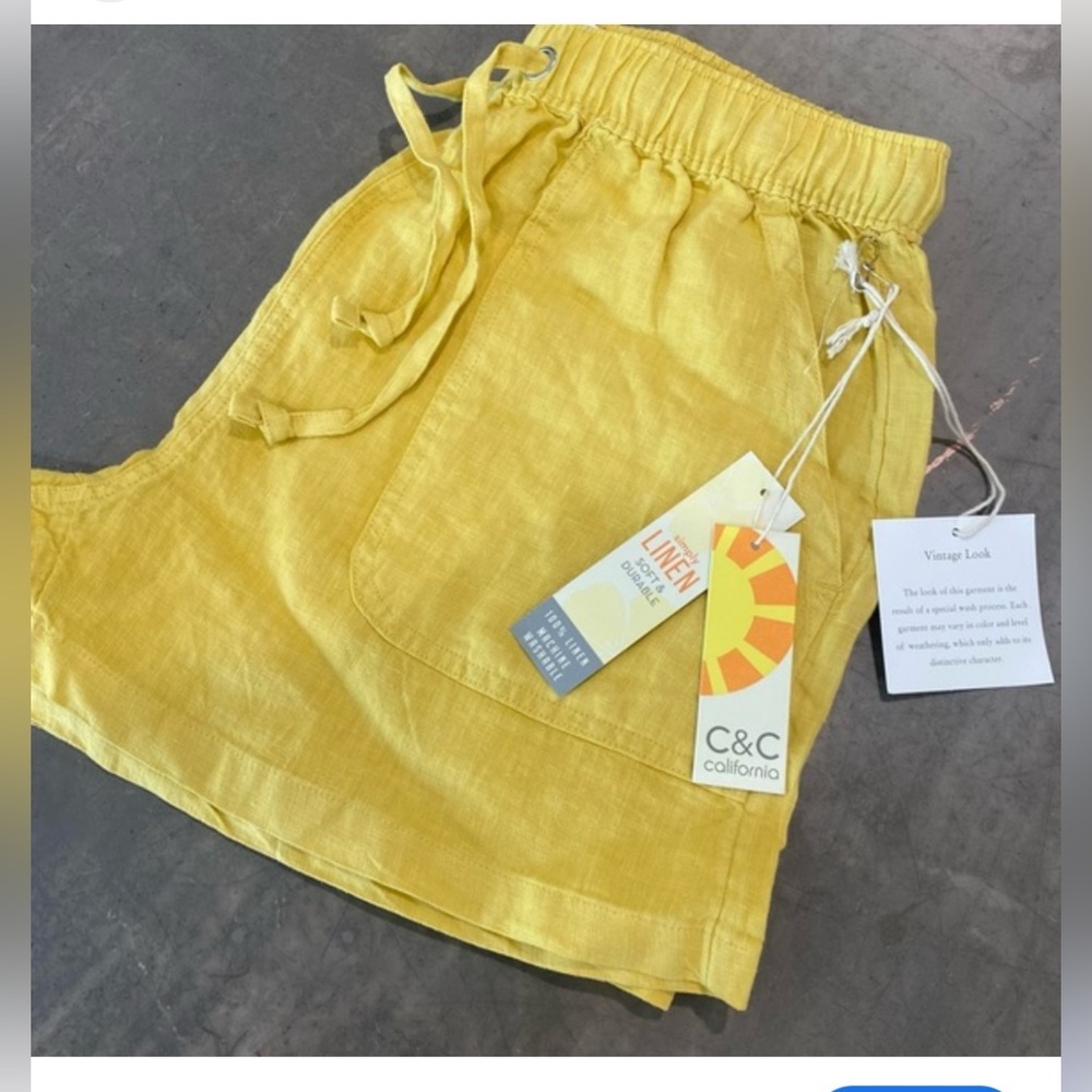 C&C California Yellow linen Women's Shorts - Picture 3 of 3
